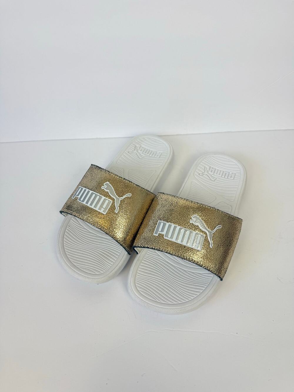 NWOT Puma Cool Cat 2.0 Metallic Shine Unisex Gold and White M 6 | W 8